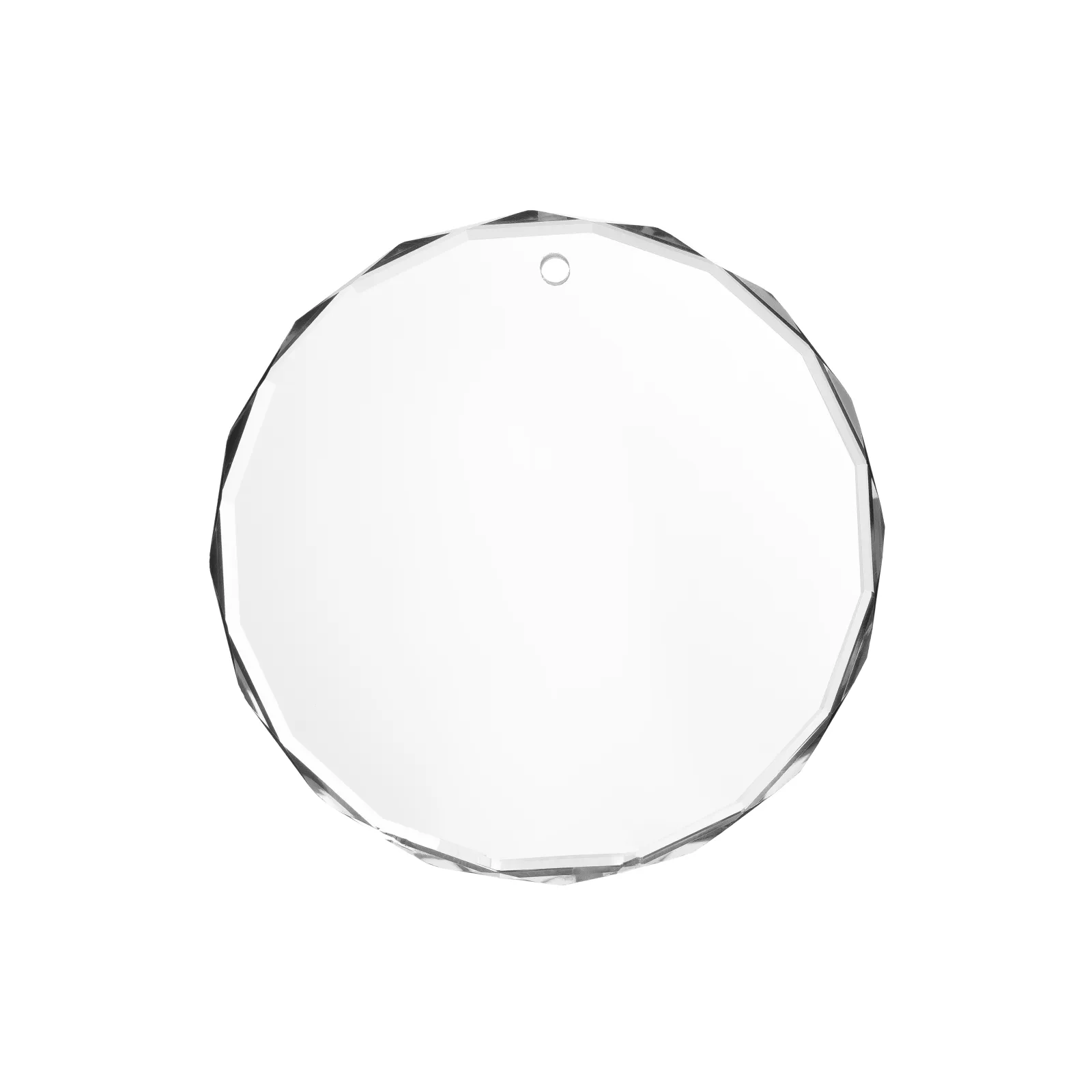 Rund ornament i glas med gravering